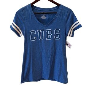 NWT Chicago Cubs Retro Tshirt Vneck Blue White S MLB Baseball